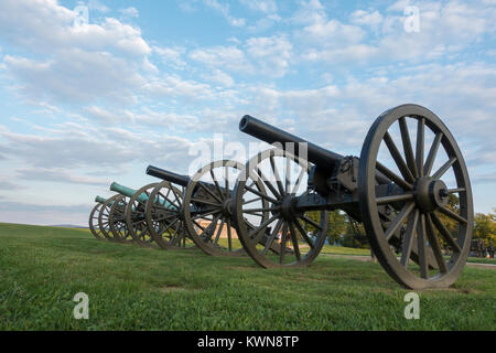 Linea di cannone sulla Antietam National Battlefield, Maryland, Stati Uniti. Foto Stock