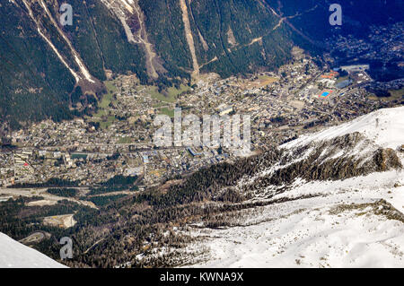 Chamonix dall'aria Foto Stock