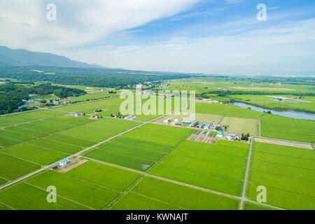 Ishikari di pianura e di fiume Ishikari, Urausu città, quartiere Kabato, Hokkaido, Giappone Foto Stock