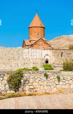 Khor Virap monastero si trova nella pianura Ararat in Armenia, vicino al confine della Turchia. Foto Stock