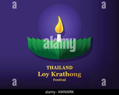 Loy Krathong festival card in vector art design Illustrazione Vettoriale