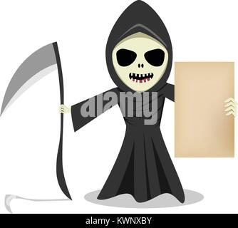 Grim Reaper show vuoto carta vecchia, vettore cartoon Illustrazione Vettoriale