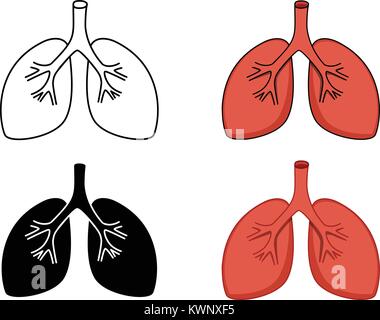 Set di icona dei polmoni, vector art design Illustrazione Vettoriale