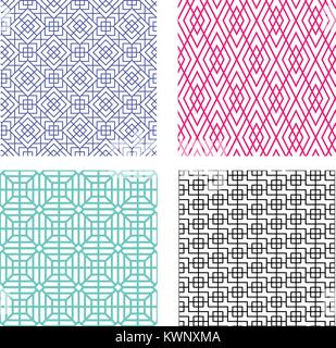 Seamless pattern lineari in moderno stile Coreano, disegno vettoriale Illustrazione Vettoriale