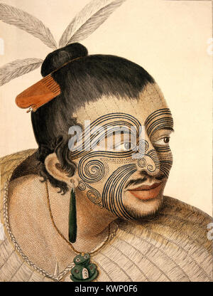 Capo Māori con tatuaggi Foto Stock