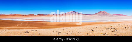 La bellezza del lago e vulcano su Altiplano, Bolivia Foto Stock