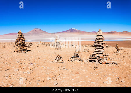 La bellezza del lago e vulcano su Altiplano, Bolivia Foto Stock