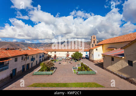 San Blas square Cusco è situato nella città di Cusco, Perù Foto Stock