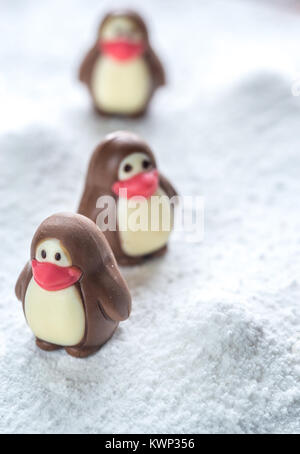 Cioccolatini a forma di pinguini Foto Stock