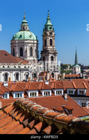 Chiesa di San Nicola Praga Mala Strana Repubblica Ceca architettura barocca edificio Foto Stock