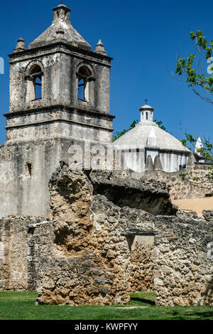 La missione di Nuestra Senora de la Purisima Concepcion de Acuna (1731), San Antonio Missions National Historical Park di San Antonio, Texas, Stati Uniti d'America Foto Stock