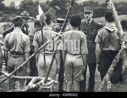 Éclaireurs français en Grande-Bretagne, mouvement scout de la France libre. & De Gaulle 1940 Foto Stock