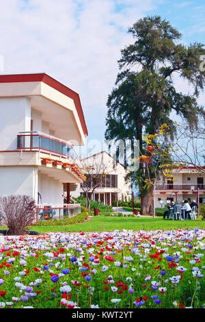 Un hotel del Kibbutz nel nord di Israele. Foto Stock