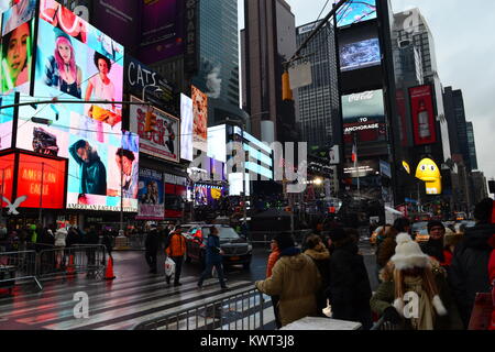 Capodanno preparati in Times Square a New York Foto Stock