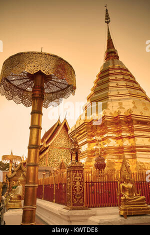 Wat Phra That Doi Suthep Temple di Chiang Mai, Thailandia Foto Stock