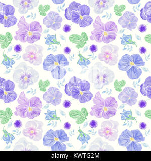 Seamless motivo floreale con blu fiori viola. Tessitura senza fine per il vostro design. Foto Stock