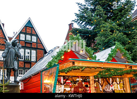 Piccolo Mercatino di Natale di Münster è uno dei cinque mercati distinti sparsi per tutta la Altstadt, Germania Foto Stock