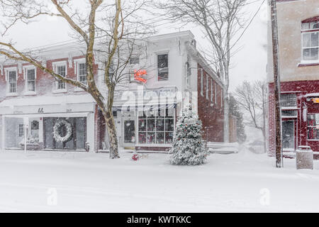 Giorno nevoso in sag harbor, NY Foto Stock