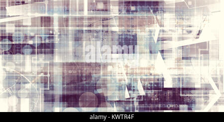 Cervello e computer con interfaccia digitale Quadri arte blocchi Foto Stock