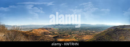 Vista panoramica della valle di Oaxaca dall antica città di Monte Alban nel sud altopiani del Messico Foto Stock