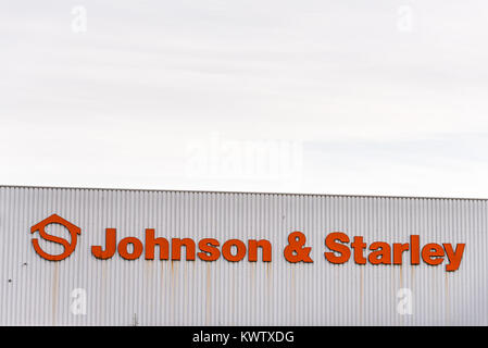 Northampton UK Dicembre 07, 2017: Johnson e logo Starley accedi Brackmills Industrial Estate. Foto Stock