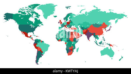 Mappa del mondo con i paesi le frontiere global business background Foto Stock