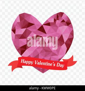 Happy valentine,s giorno astratta poligono geometrico cuore sfondo colorato mosaico pattern.illustrazione vettoriale Illustrazione Vettoriale