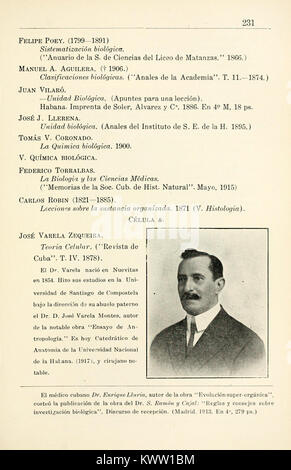 Una pagina della "Biblioteca científica cubana", una pubblicazione scientifica cubana che documenta ricerche e studi in vari campi scientifici. Foto Stock