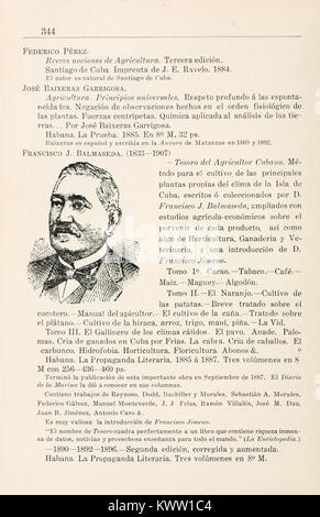 Una pagina della pubblicazione della Biblioteca scientifica cubana contenente scritti accademici sulle scienze naturali e il progresso scientifico nella Cuba del XIX secolo. Foto Stock