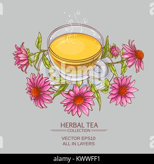 Tazza di tè di echinacea sul colore di sfondo Illustrazione Vettoriale