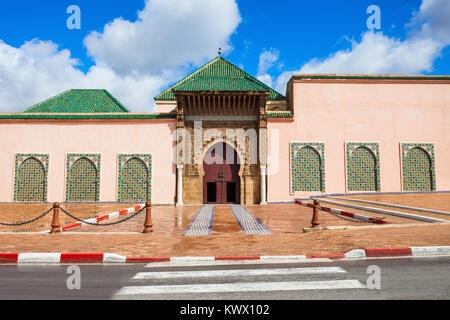 Il Mausoleo di Moulay Ismail a Meknes in Marocco. Mausoleo di Moulay Ismail è una tomba e moschea si trova in Marocco città di Meknes. Foto Stock