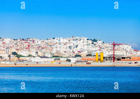 Tangeri medina vista aerea del Marocco. Tangeri è un importante città nel nord del Marocco. Tangeri situato sulla costa nord africana all'entrata ovest Foto Stock