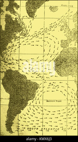 Il riscaldamento globale - Un 1933 mappa che mostra OCEANO ATLANTICO correnti e della corrente del Golfo in quel momento Foto Stock