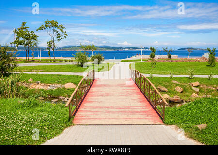 Isola Russky paesaggio. Russky Island è un isola a Vladivostok in Territorio di Primorskij, la Russia di Pietro il Grande golfo, Mare del Giappone. Foto Stock