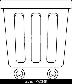 Outdoor cestino con ruote, l'icona di stile di contorno Illustrazione Vettoriale