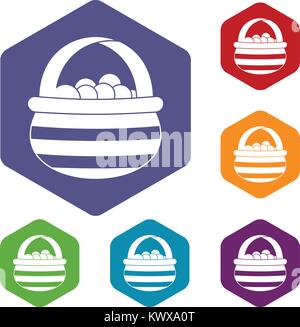 Cestello con mirtilli rossi set di icone Illustrazione Vettoriale