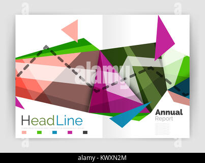 Triangoli e linee, relazione annuale flyer modello brochure. illustrazione Foto Stock