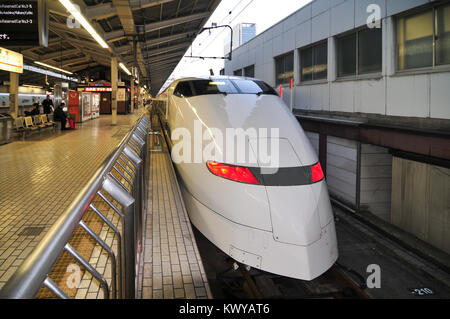 Giappone - Marzo 18, 2009: il treno superveloce Shinkansen in Giappone. Il Shinkansen è una rete di linee ferroviarie ad alta velocità in Giappone. Foto Stock