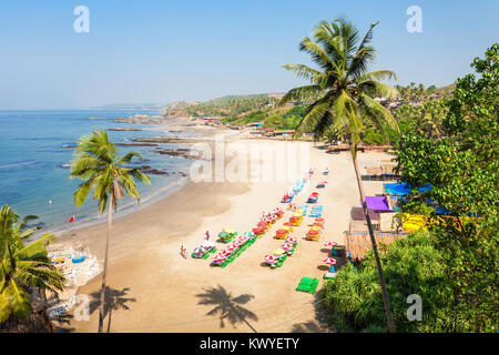 Vagator o Ozran antenna spiaggia vista panoramica nel Nord Goa, India Foto Stock