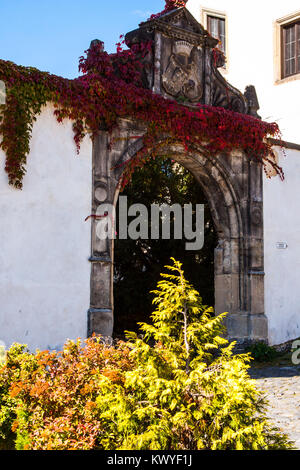 Chateau Benesov nad Ploucnicí nella Boemia settentrionale con angoli romantici in autunno la luce, in corrispondenza del bordo del paesaggio della Repubblica ceca Svizzera sassone Foto Stock