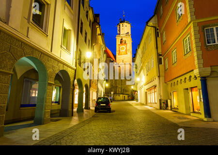 Chiesa parrocchiale di Fundres a Memmingen centro citta'. Memmingen è una città vecchia in Svevia in Baviera, Germania. Foto Stock