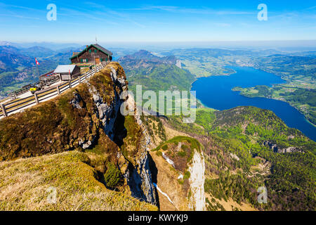 Ristorante presso il punto di vista Schafberg, Austria superiore. Schafberg viewpoint situato nella regione Salzkammergut in Austria vicino a St Wolfgang. Foto Stock