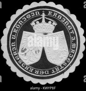 L'immagine mostra un sigillo del Gabinetto di sua Maestà l'Imperatrice e la Regina, utilizzato per i documenti ufficiali che rappresentano l'autorità imperiale e il governo monarchico. Foto Stock