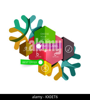 Natale infografico modelli di business - geometriche forme di carta con il testo e le opzioni sul simbolo del fiocco di neve Foto Stock