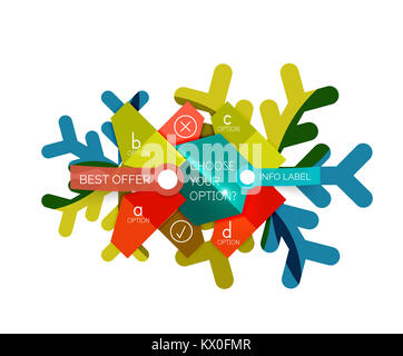 Natale infografico modelli di business - geometriche forme di carta con il testo e le opzioni sul simbolo del fiocco di neve Foto Stock