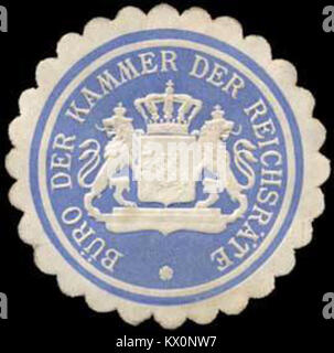 Questo storico Siegelmarke fu usato dalla camera del Consiglio Imperiale di Monaco per autenticare i documenti ufficiali. Fa parte di una collezione di sigilli storici risalenti alla fine del XIX secolo e all'inizio del XX secolo, che rappresentano il governo tedesco. Foto Stock