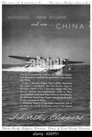 Sikorsky Aircraft Corporation ad Modello S-42 Clipper Flying Boat 1937 Foto Stock