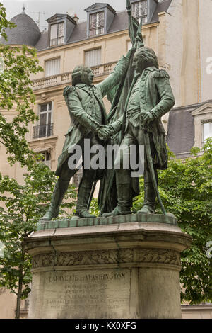 Statua di Lafayette e George Washington, Parigi, Francia Foto Stock