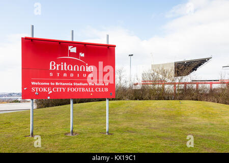 Il Britannia Stadium casa di Stoke City Football Club in Stoke-On-Trent, Inghilterra. Lo stadio è stato in seguito rinominato il bet365 Stadium. Foto Stock