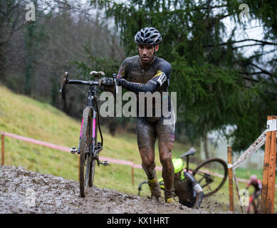 Abadiano, Spagna. 06 gen 2018. Vincitore Felipe Orts durante il Bizkaia campionato ciclocross, UCI C2 categoria a Abadiano, nella Spagna settentrionale, Sabato, Gennaio, 06, 2018. Credito: Gtres Información más Comuniación on line, S.L./Alamy Live News Foto Stock